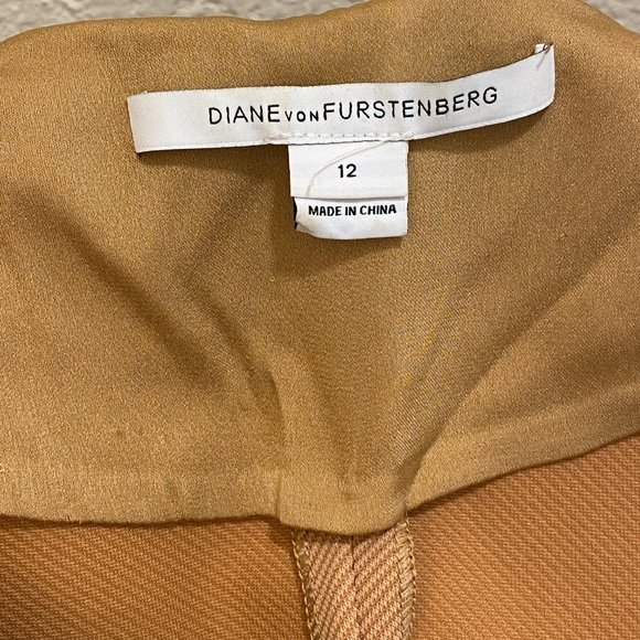 DVF Maizah front-zip belted sheath dress tan camel 12 - Picture 13 of 13